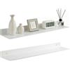 Z metnal Mensola da parete, mensole sospese lunghe, in metallo, per soggiorno, cucina, ingresso, in alluminio, montaggio a parete, bianco, 60 cm, set di 2