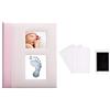 Pearhead Libro dei ricordi per bambini con tampone di inchiostro Clean-Touch incluso per creare mani o piedi del bambino, regalo per neomamme, bambina, diario delle pietre miliari, rosa, P63026