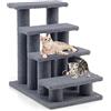 COSTWAY Scaletta per Cani e Gatti Con 4 Gradini, per Animali di Taglia Piccola, Tiragraffi a Forma di Scala, Rivestita in Tessuto Morbido, 41 x 61 x 60 cm (Grigio)
