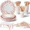 Nkaiso 141 Pcs Oro Rosa Piatti di Carta Stoviglie per Feste -20 Ospiti