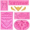 JRYGAC 5 Pezzi 3D Stampi Fiori In Silicone per Dolci, Pezzi Barocco Stampo in Silicone, Stampo in Silicone Fondente a Rilievo, Torta al Cioccolato Stampi, per Decorazioni di Dolci Cake Cioccolato