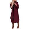 XUEJIANN Cappotto di lana da donna invernale lungo - cappotto da donna invernale elegante lana - cappotto nero con cintura cappotto invernale lungo caldo foderato cardigan a maniche lunghe giacca