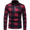 Qienjn Maglione Lavorato a Maglia da Uomo Plaid Moda Maglione con Cerniera Collo Alto Stile Britannico Autunno e Inverno Nuovo Maglione Casual da Uomo per Le Vacanze