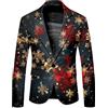 Tobysper Giacca di Natale da uomo, business, tempo libero, outwear giacca di Natale, giacca stampata a maniche lunghe, elegante giacca smoking slim fit, giacca per feste, verde, XL