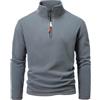 Tobysper Felpa da uomo in pile a 1/4 zip, a maniche lunghe, con collo alto, in micropile, con colletto alto, per le mezze stagioni, grigio., 3XL