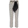 Elisabetta Franchi Pantalone a zampetta in crêpe Stretch Stampa Logo con Cintura Foulard Multicolore Burro/Nero