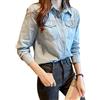 Kobilee Camicia Donna Manica Lunga Sfiancata Cotone Camicia Jeans Abbigliamento Slim Fit Camicetta No Stiro Curvy Tunica Elegante Cowboy Blusa