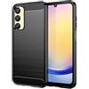 owlhold Cover per Samsung Galaxy A25 5G, Custodia Spazzolata e Fibra di Carbonio Morbido Silicone TPU Slim Fit Case, Antiurto, Antigraffio, Antiscivolo, Protezione Grado Militare, Nero