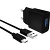 MyGadget 1x Caricatore Micro USB - Caricabatterie da Muro (2A | 5V) & Cavo 1 m - per Smartphone & Tablet, Samsung (u.a. S6 | S7), HTC, Sony, Nexus in Nero