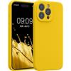 kwmobile Custodia Compatibile con Apple iPhone 15 PRO Max Cover - Back Case per Smartphone in Silicone TPU - Protezione Gommata - Giallo radiante