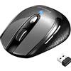 LeadsaiL Mouse Wireless, Mouse Ottico Mini Silenzioso con Clic Mute, Ergonomic Mouse Senza Fili 2,4G con Nano Ricevitore, Una Batteria AA, 1600DPI Mouse USB (Grigio)