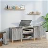 prissent Mobile Porta Dischi Grigio Sonoma 121x38x48cm Legno Multistrato Porta Dischi Vinile Mobile TV Soggiorno Mobile Porta CD Scaffale Porta CD Scaffale Stretto Mobiletto Multiuso Libreria Legno