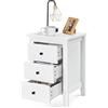 KOMFOTTEU Comodino a 3 Cassetti, Comò Cassettiera Salvaspazio e Moderno in Legno, Mobile con Cassetti per Camera da Letto, Soggiorno, Cucina, Corridoio, 46 x 37 x 65 cm (Bianco x 1)