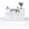 WHOUS - Credenza REAL per Soggiorno 130x40x80cm - Madia Soggiorno Moderna 3 Ante e 1 Vano Espositivo in Vetro - Credenza in Legno Riciclato - Bianca
