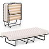 COSTWAY Brandina Pieghevole con Materasso, Struttura Metallica, Materasso in Memory Foam, Trapuntatura a Onda con Imbottitura a Doppia Fibra, 200x90x41 cm, Made in Italy (Stile 2 Beige)