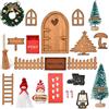 EYCLFY Accessori Gnomo di Natale, Gnomo Natalizio, Set per Porte Decorazioni Natalizie, Porta dell'elfo Porta Gnomo in Legno con Cassetta della Lettera in Miniatura, Recinzione, Scala, Stivali