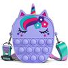 Sichy Poppet Pop it Borsa, 2 in 1 Unicorno Fidget Bag Toy Pop Bubble Push It Borsa a Tracolla, Borsa per Giocattoli Sensoriali Fidget, Antistress Silicone Borsa, Regali per Bambini e Donna