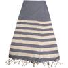 Atout Ciel Telo mare Fouta a righe con frange, 90 x 180 cm, blu marino