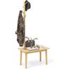 COSTWAY Tavolino 3 in 1 in legno massello, appendiabiti con scarpiera e 3 ganci, stand appendiabiti indipendente multifunzionale per camera da letto, soggiorno, corridoio (naturale)
