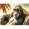 Kare Quadro da parete di design Holiday Monkey, colorato, rettangolare, vetro temperato temperato da 4 mm, design animale, scimmia, arte da parete, immagine, camera da letto, soggiorno, vetro,