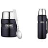 Thermos 183267 Stainless King Flask, Midnight Blue, 1.2 L + Thermos 123188 Contenitore termico per alimenti «King Food» blu da 470 ml