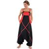 FANTAZIA Pantaloni harem tuta etnica da donna, Neena nero e rosso, taglia S a XXXL nero, Nero , XL