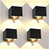 ledmo 20W Applique da Esterno/Interno con Sensore di Movimento 4 Pezzi Lampade da Parete Angolo del Fascio Regolabile su e Giù Nero Applique Esterno IP65 Impermeabile 3000K Bianco Caldo