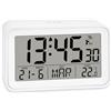 ADE Sveglia radio-controllata da comodino digitale con luce | Display della temperatura e calendario | Sveglia da viaggio compatta | Graziosa custodia bianca opaca | Con batteria