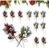 BFYGDP 12 Pezzi Ramo di Pino Artificiale per Natale Rami Pino Natale Agrifoglio Artificiali Bacche di Pino Ramoscelli di Pino Christmas Berries Piccole Pigne Artificiali per Decorazioni Ghirlanda Natalizie
