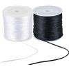 PH PandaHall PandaHall - Cordino per nodi cinesi da 1 mm, filo di nylon nero, corda di perline bianche per artigianato, macramè, braccialetto dell'amicizia, creazione di gioielli, 2 rotoli