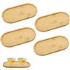 EXIN DEHCEN 4 vassoi ovali in legno di bambù, piccoli vassoi ovali, mini vassoi in bambù, ovali, piccoli vassoi per pane, dessert, biscotti, tè, caffè