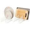 simplywire - Confezione da 2 - Rastrelliera per Piatti/Scolapiatti - Organizer per Credenze da Cucina - Acciaio Rivestito in Plastica Bianca - Piccolo