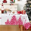CAROMIO Tovaglia natalizia, lavabile, per la cucina, lavabile, con protezione antimacchia, facile da pulire, per sala da pranzo, decorazione Xmas rosa, 137 x 179 cm
