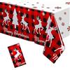 POPOYU Tovaglia Natalizia,137 x 274 cm Rettangolare Tovaglia di Natale,Alce a scacchi Pulibile Antimacchia Impermeabile Tovaglia per Decorazioni Natalizie