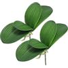 PATIKIL Foglie di Orchidea Finta 4,3 Pollici, 2pz Piccola Pianta Artificiale Fogliame Phalaenopsis Vero Lattice Verde 4 Foglie con Steli per Decorare Vasi Fiori Casa, Verde