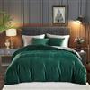 Freyamy Copripiumino in flanella 220 x 240 cm, colore verde scuro e grigio peluche, set da letto matrimoniale in velluto invernale caldo con cerniera Sherpa, biancheria da letto reversibile con 2