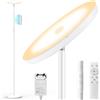 Yikuneng Bianco Lampada Da Terra Piantana, 36W 3600LM Super Luminoso Dimmerabile 2700K-6500K LED Con Telecomando e Touch Control, Per Soggiorno, Lettura e Ufficio