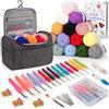Coopay Set di Uncinetti per Principianti - 73 Pezzi Portatile con 15 Lana, Borsa, Accessori, 2,0-10 mm, Manico Lungo Ergonomico e Morbido - Grigio