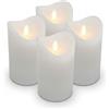 ToCi Candele a LED bianche Ø 7,5 x 15 cm - Set di 4 candele senza fiamma in vera cera - con fiamma mobile e timer - Candele dell'Avvento