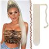 FESHFEN Posticci per capelli Extension Coda Di Cavallo Capelli Lunga Estensione Capelli Sintetici Coda Capelli Extensions per Donna 60cm, Cenere Platino Bionda