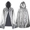 Proumhang Bambini Halloween Lucido Mantello con Cappuccio Capo Mantello con Mantello a Tutta Lunghezza con Legatura per Halloween Re Principe Principessa Cosplay Robe per Ragazzi Ragazze Sliver 80cm