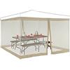 Relaxdays Set da 2 Zanzariere per Gazebo 3x3m, Dimensioni 2x6 m, con Cerniera e Chiusura a Strappo, Anti Vespe, Beige