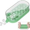 PKBD Vassoio Cubetti Ghiaccio con Coperchio e Cestino, Stampi per Cubetti Ghiaccio in Silicone Pressione 18PCs, Facile Rilascio, Riempimento Senza Toccare, Vassoio per Cocktail Whisky, Caffè, Verde