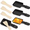 HengBo Padella Per Raclette Rivestimento Antiaderente Mini Piatti Piastra da Raclette E Manico Isolato e 4 Pala di Legno Per Formaggio Fuso Uovo Fritto（raclette 4 Persone）