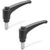 Ganter Normelemente | 2 leve di serraggio in plastica, vite in acciaio | GN 603-63-M6-20-DSG | filettatura M6 x 20