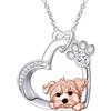 HOOHWE Yorkie, collana con cucciolo di cane, in argento sterling 925, con ciondolo Yorkshire Terrier, Argento sterling