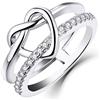 JO WISDOM JO WISODM Anelli in Argento 925 Donna, Anelli Infinito Cuore Largoo con Zirconia cubica Placcato in Oro Bianco,Anello di promessa