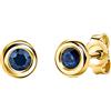 Orovi Orecchini Donna Oro Giallo 14KT Orecchini a Lobo con Zaffiri blu rotondi, gioiello anallergico confezionato in un elegante astuccio portagioie