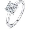 JewelryPalace 1ct Anello Solitario Donna Argento 925 con Creato Moissanite, Diamante Simulato Anelli con Pietra a Taglio Principessa, Semplice Fedine Fidanzamento in Argento Set Gioielli Donna 9.5