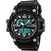 SKMEI Orologio sportivo digitale da uomo, impermeabile fino a 50 m, a LED, militare, multifunzione, cronometro, conto alla rovescia, data e allarme automatico, Nero - 1283, Digitale